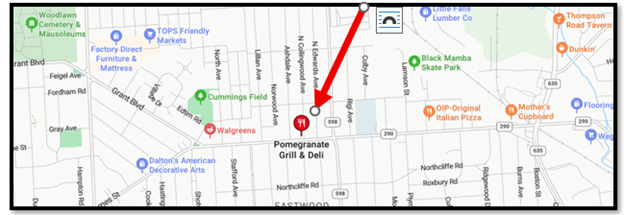 map of Pomegranate Gill and Deli Restaurant.