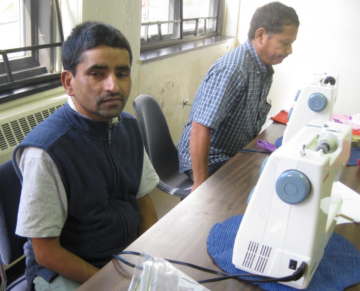 Students check out the machines