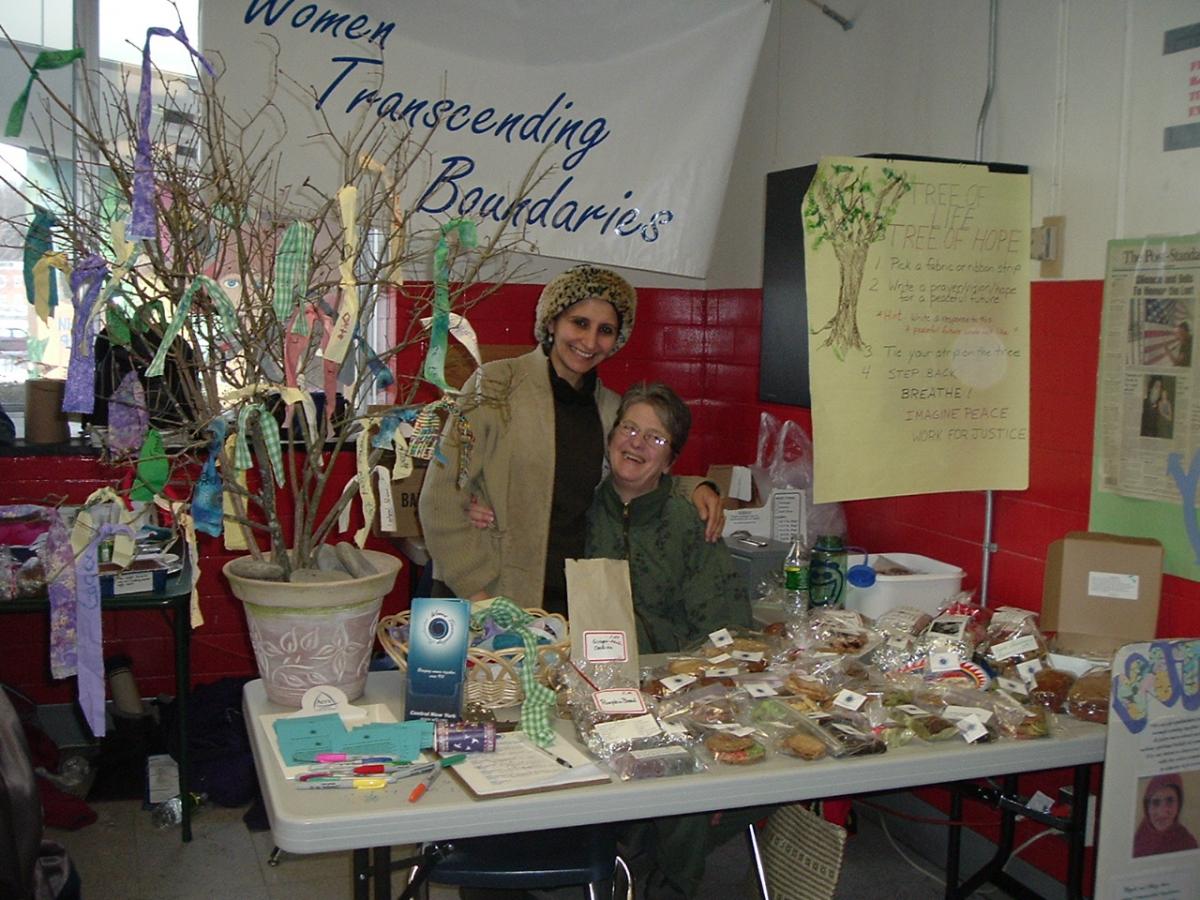 A booth at the Plowshares Festival